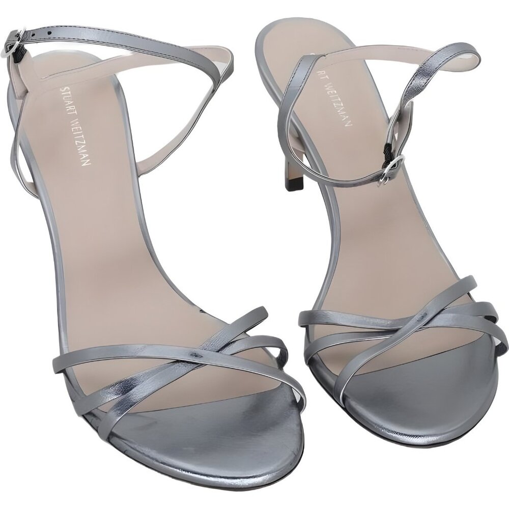 Stuart Weitzman Silver Metallic Strappy Sandals